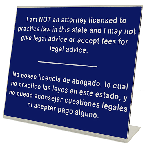 I Am Not a Lawyer Nevada Notary Desk Sign