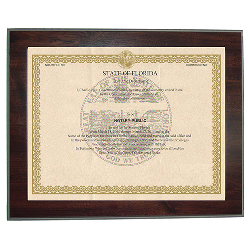 Nevada Notary Commission Certificate Frame 8.5 x 11 Inches